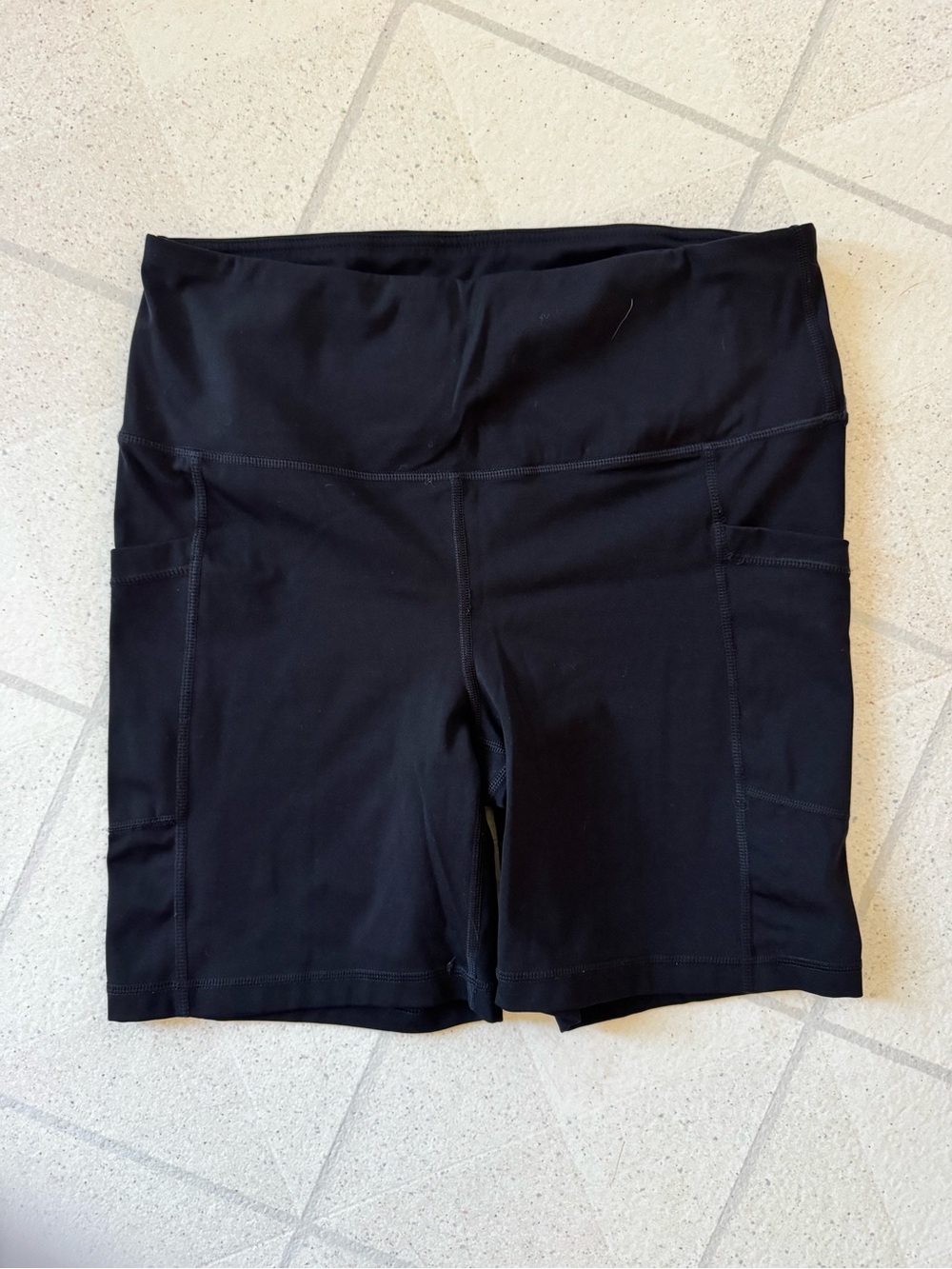 High-Waist Black Bike Shorts with Side Pockets